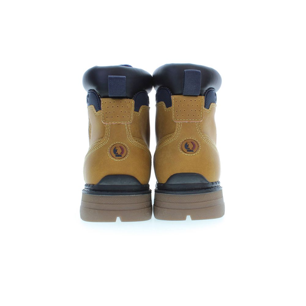 Beige Polyurethane Men Ankle Boot