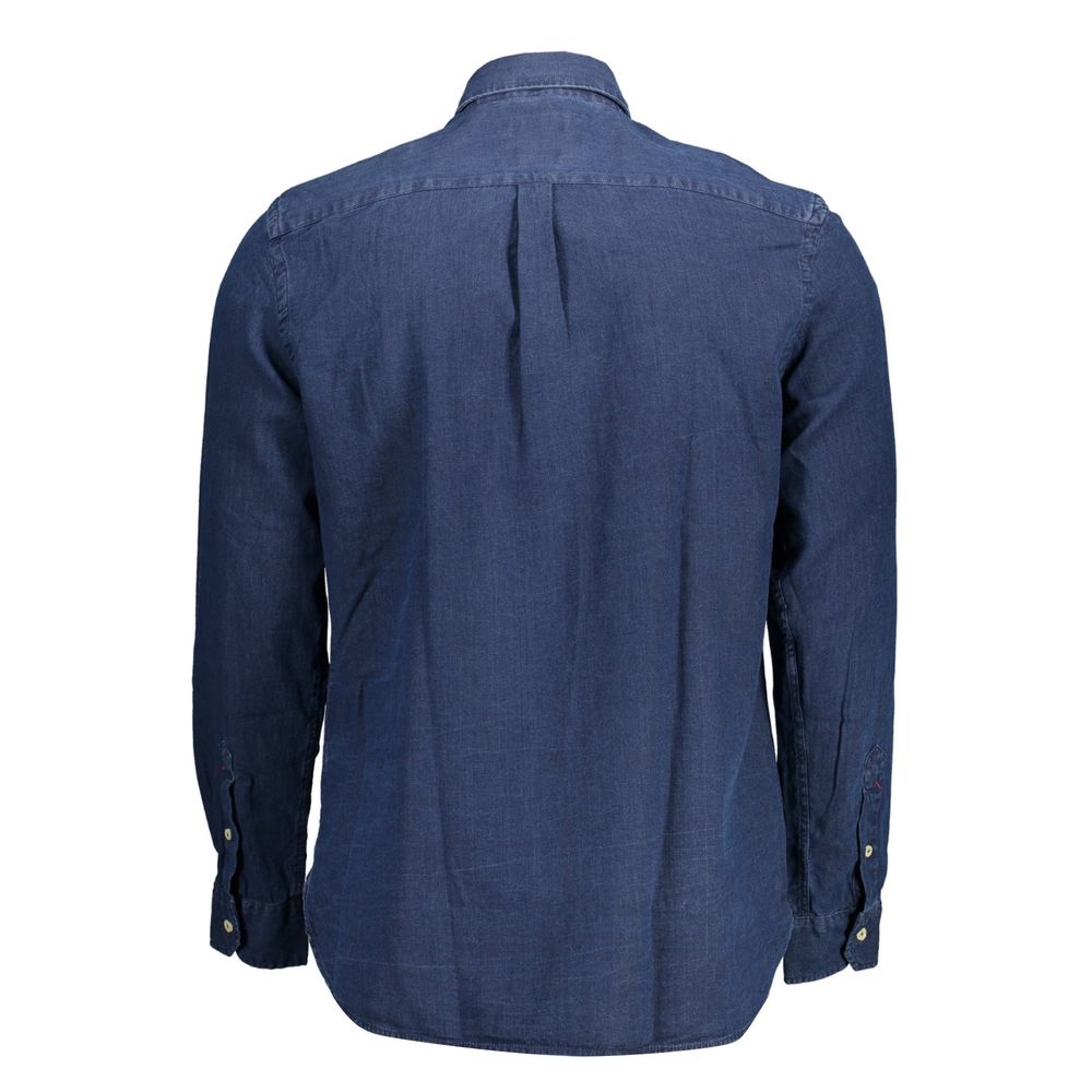 Blue Cotton Men's Dress Shirt