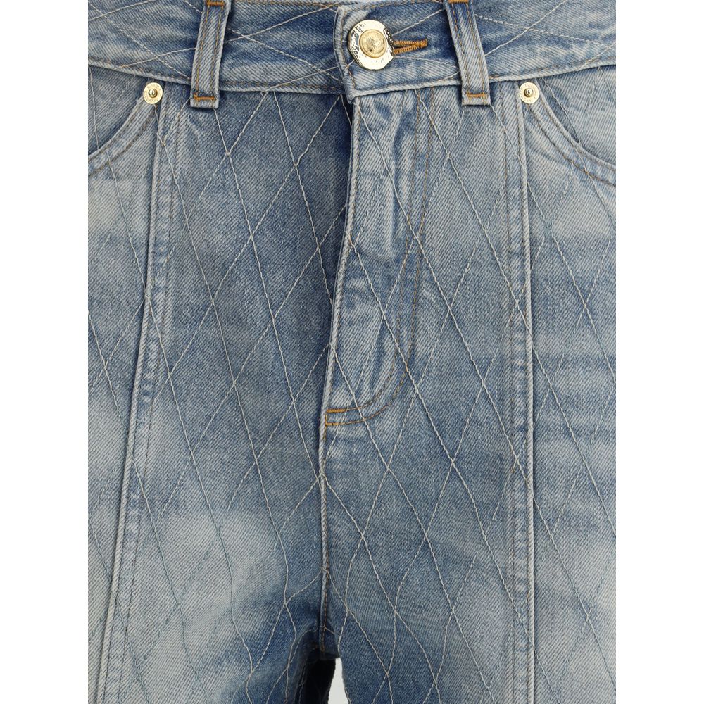 Blue Cotton Bermuda Shorts