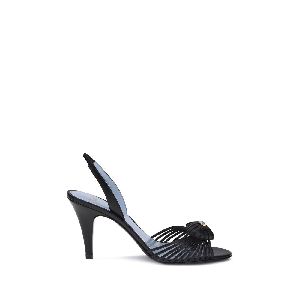 Black Calf Leather Bos Taurus Stiletto Heel Sandals