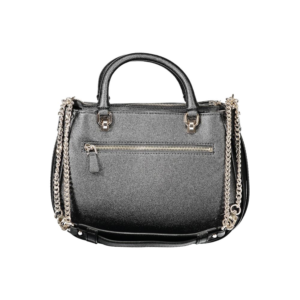 Black Polyurethane Women Handbag