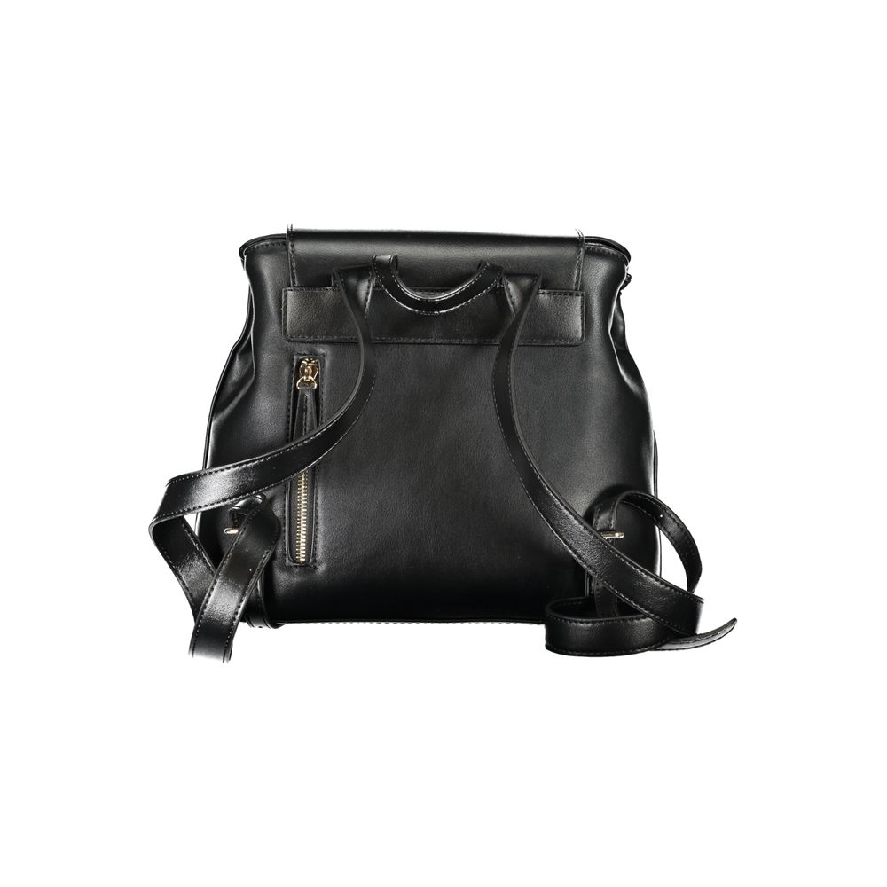 Black Polyurethane Women Backpack