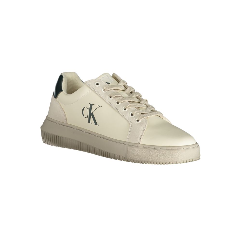 White Polyurethane Men Sneaker