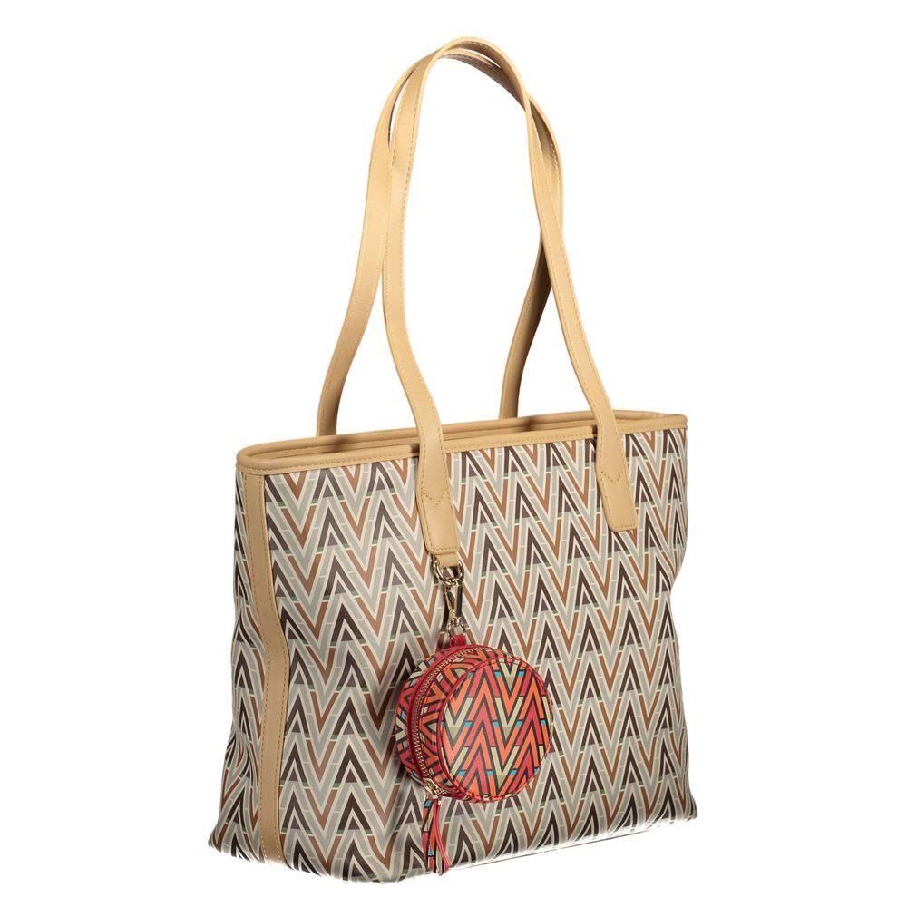 Beige Polyurethane Women Handbag
