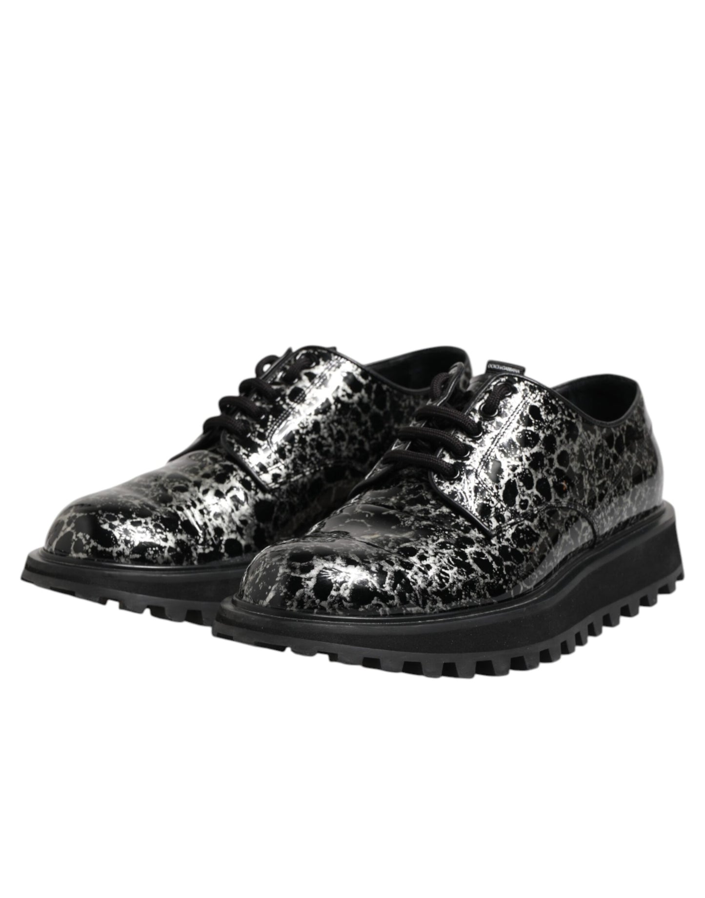 Black White Calfskin Chunky Derby Shoes