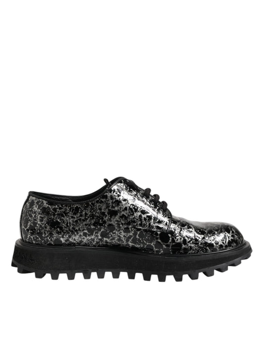 Black White Calfskin Chunky Derby Shoes