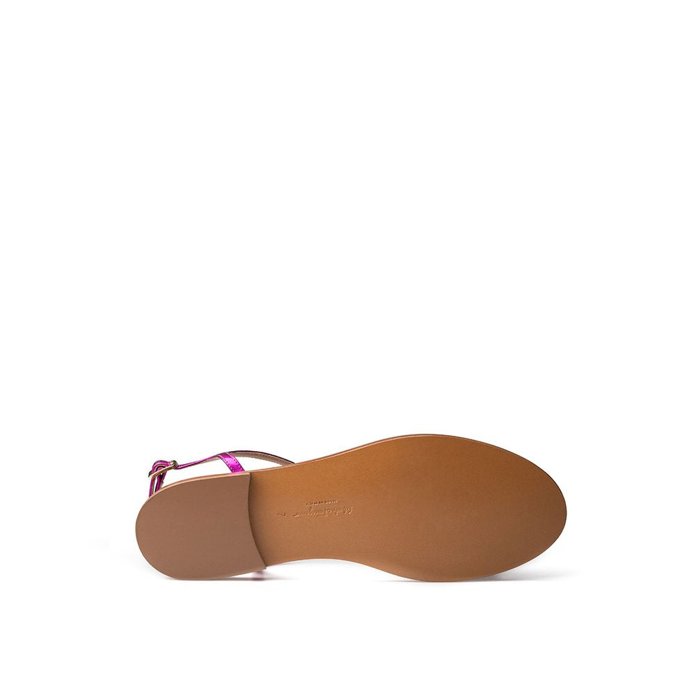 Purple Leather Flat Sandals