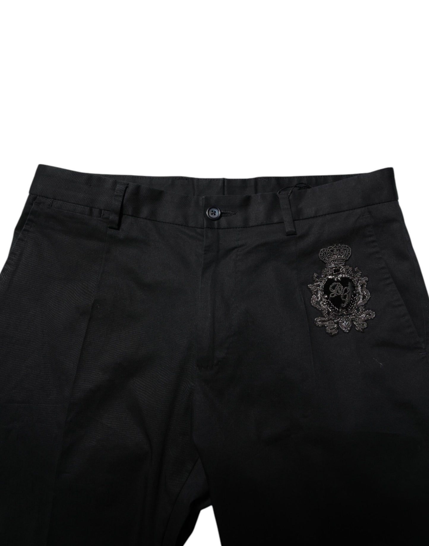 Dark Blue Logo Cotton Dress Pants