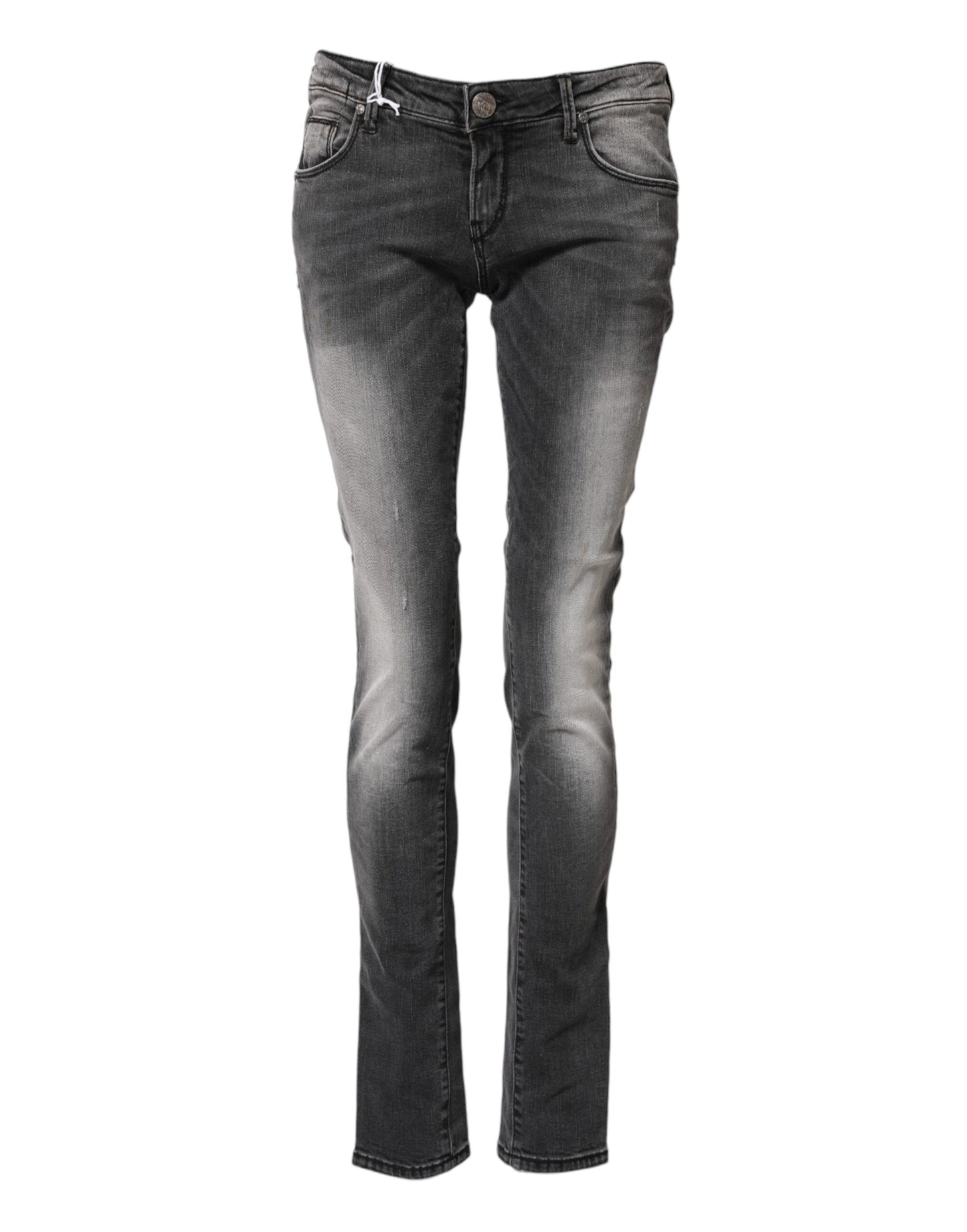 Dark Gray Cotton Slim Fit Denim Low Waist Denim Jeans