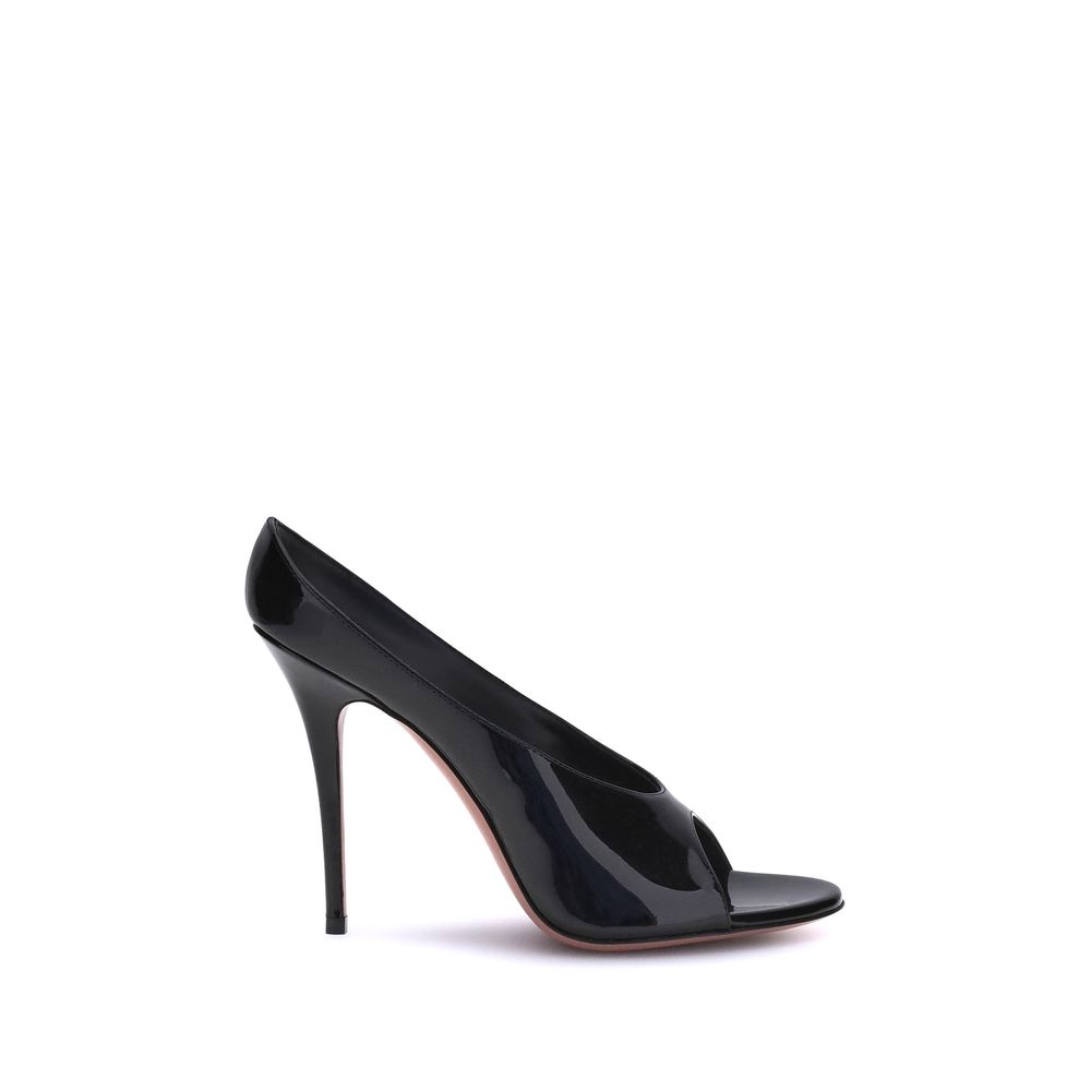 Black Calf Leather Bos Taurus Stiletto Heel Sandals