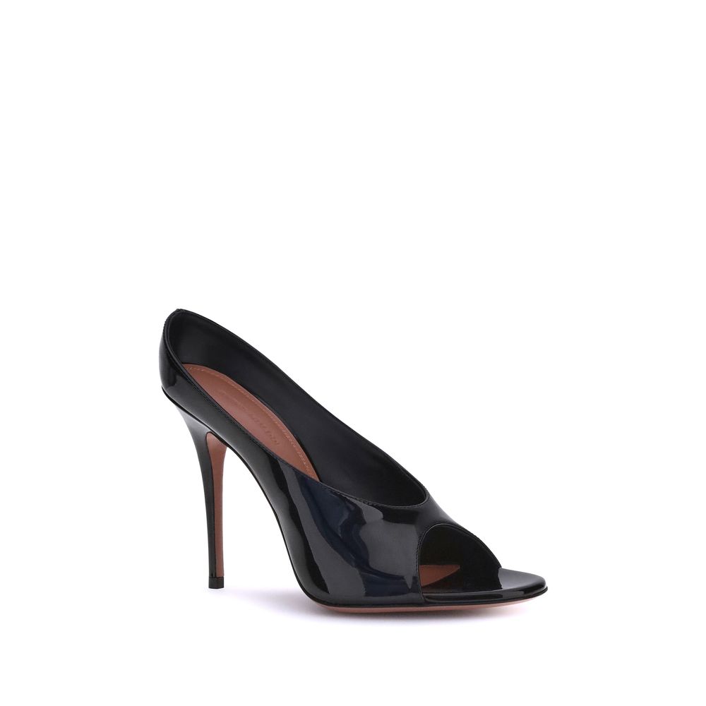 Black Calf Leather Bos Taurus Stiletto Heel Sandals