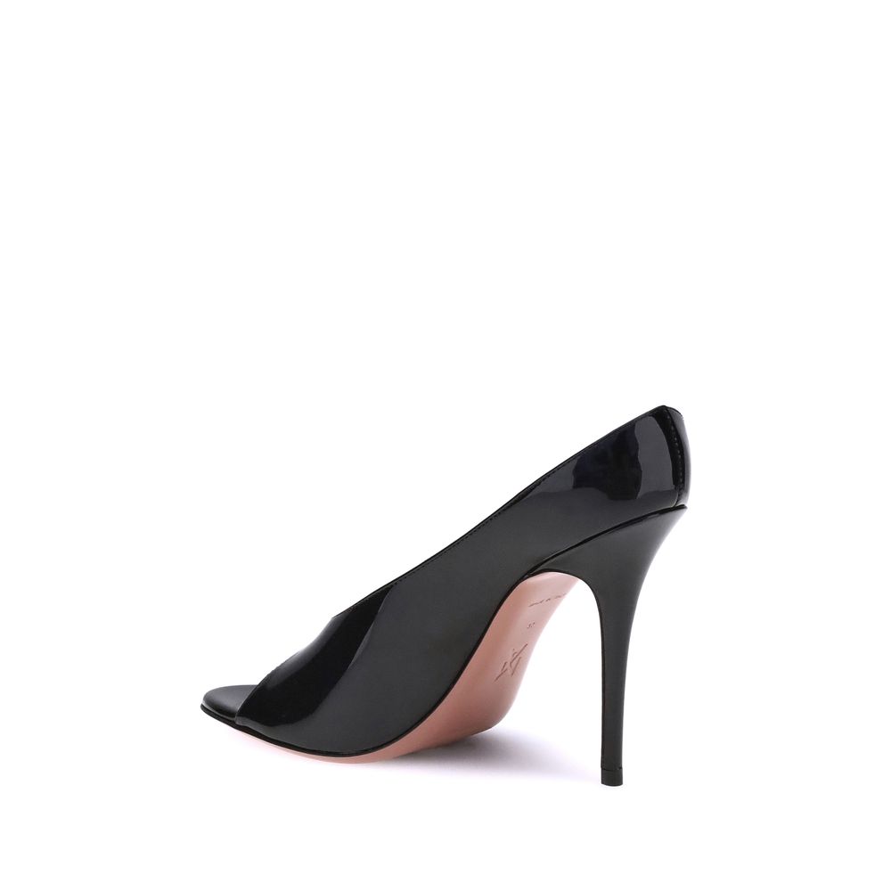 Black Calf Leather Bos Taurus Stiletto Heel Sandals
