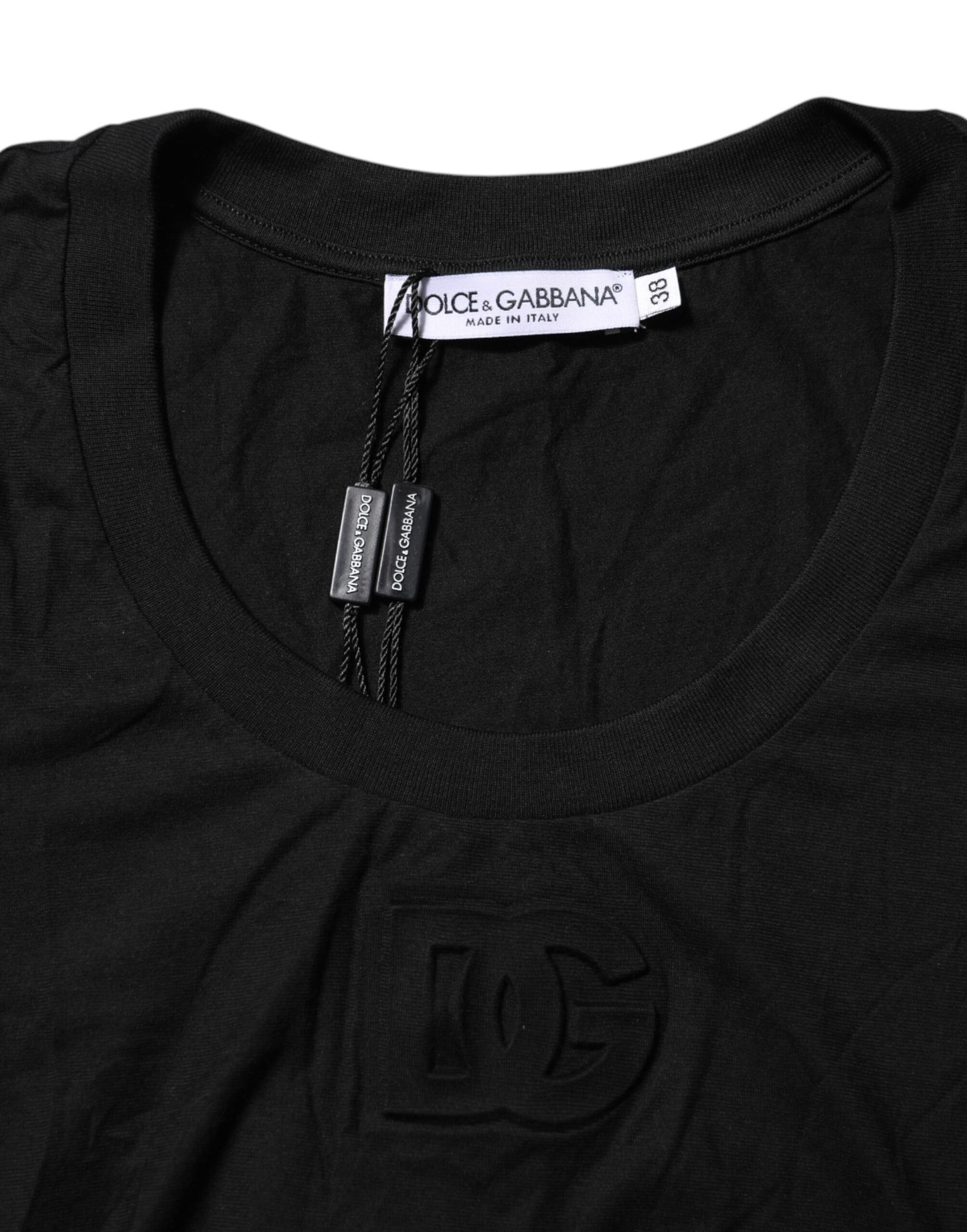 Black Cotton Short Sleeves Round Neck T-shirt