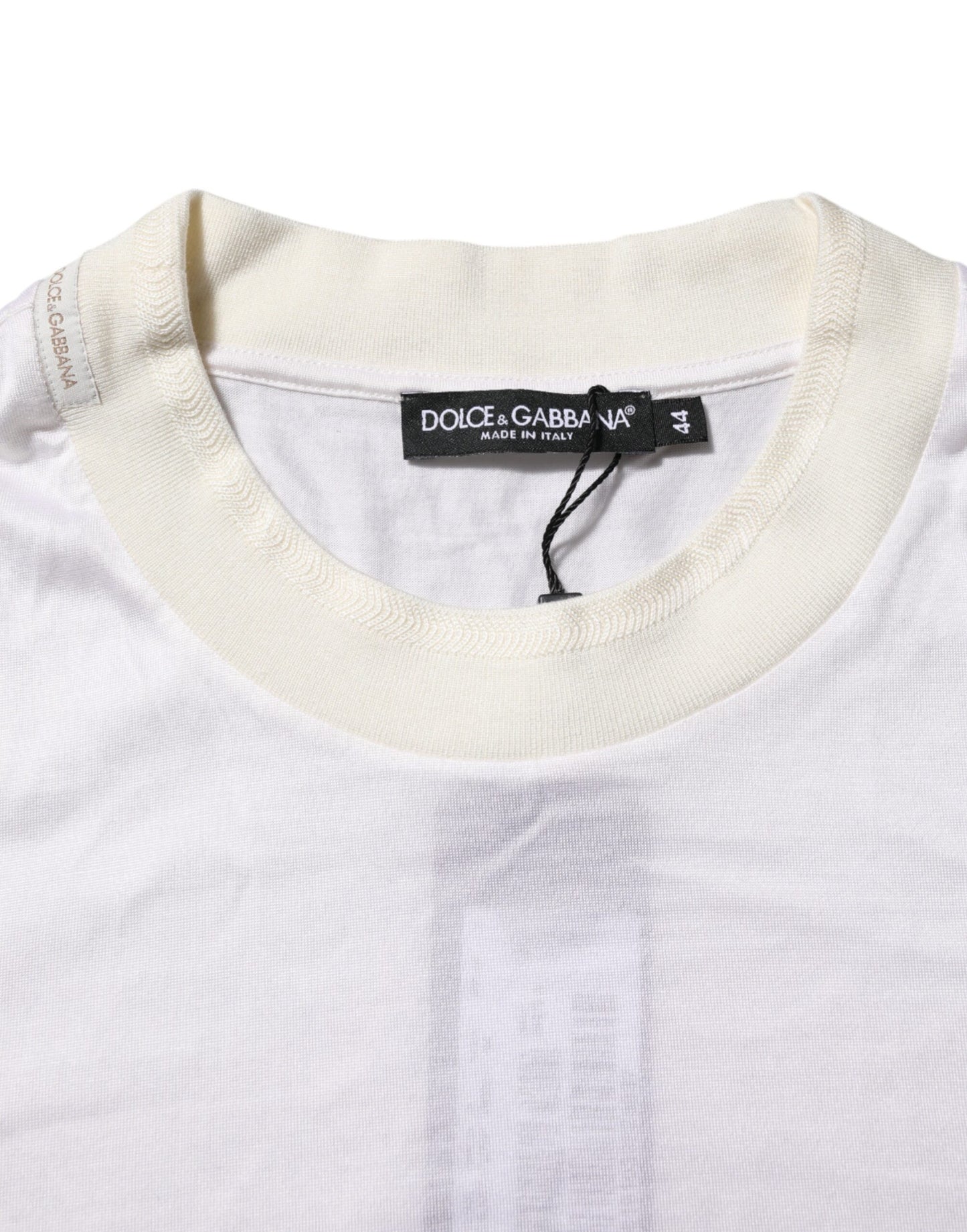 White Silk Crew Neck Long Sleeves T-shirt
