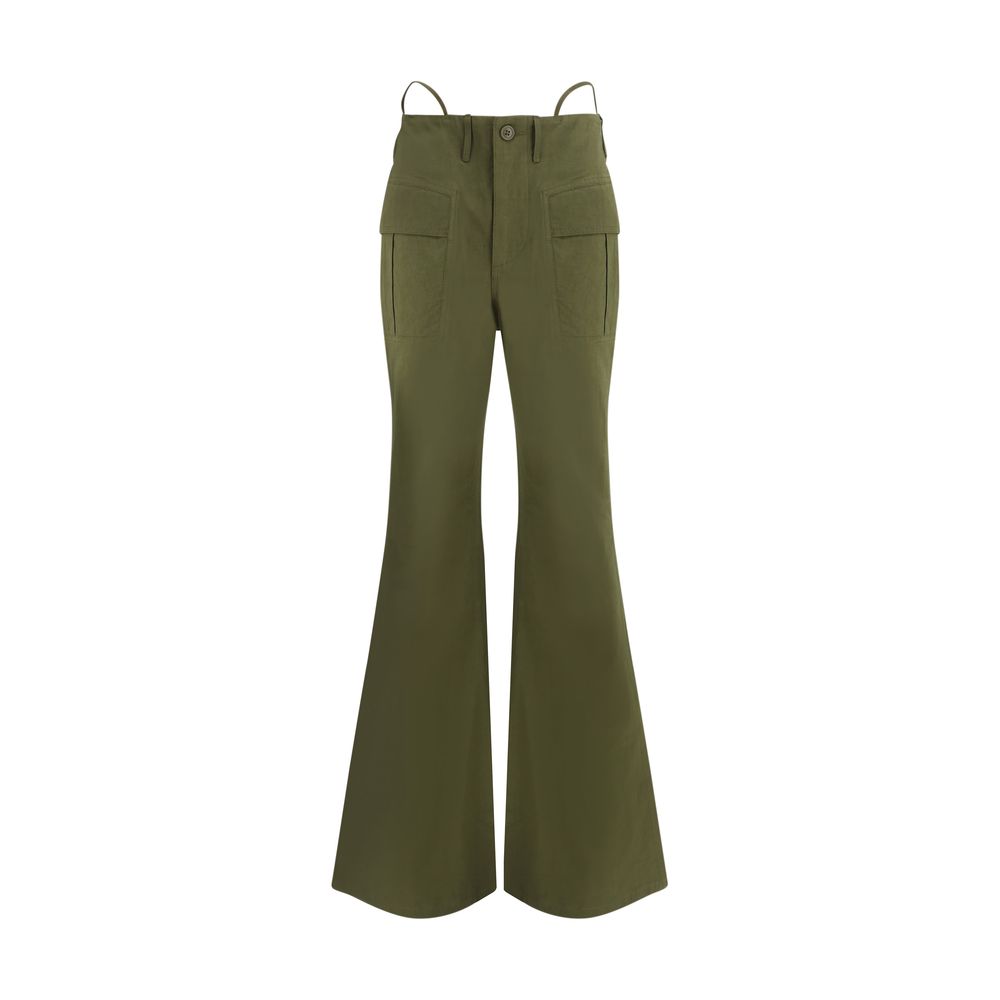 Bicolor Cotton Flared Pants