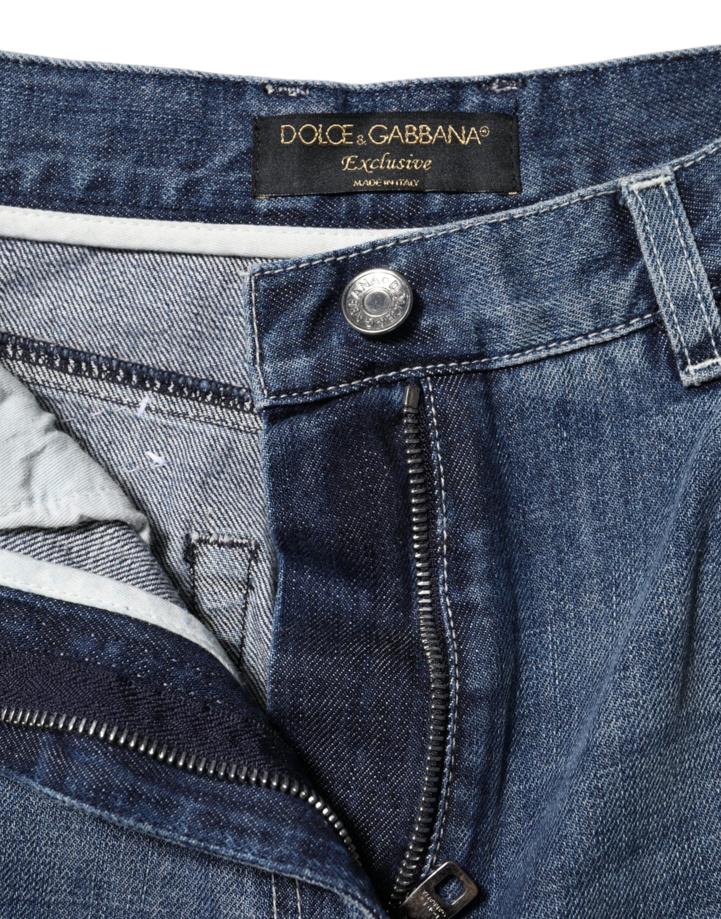 Blue Cotton High Waist Wide Leg Denim Jeans
