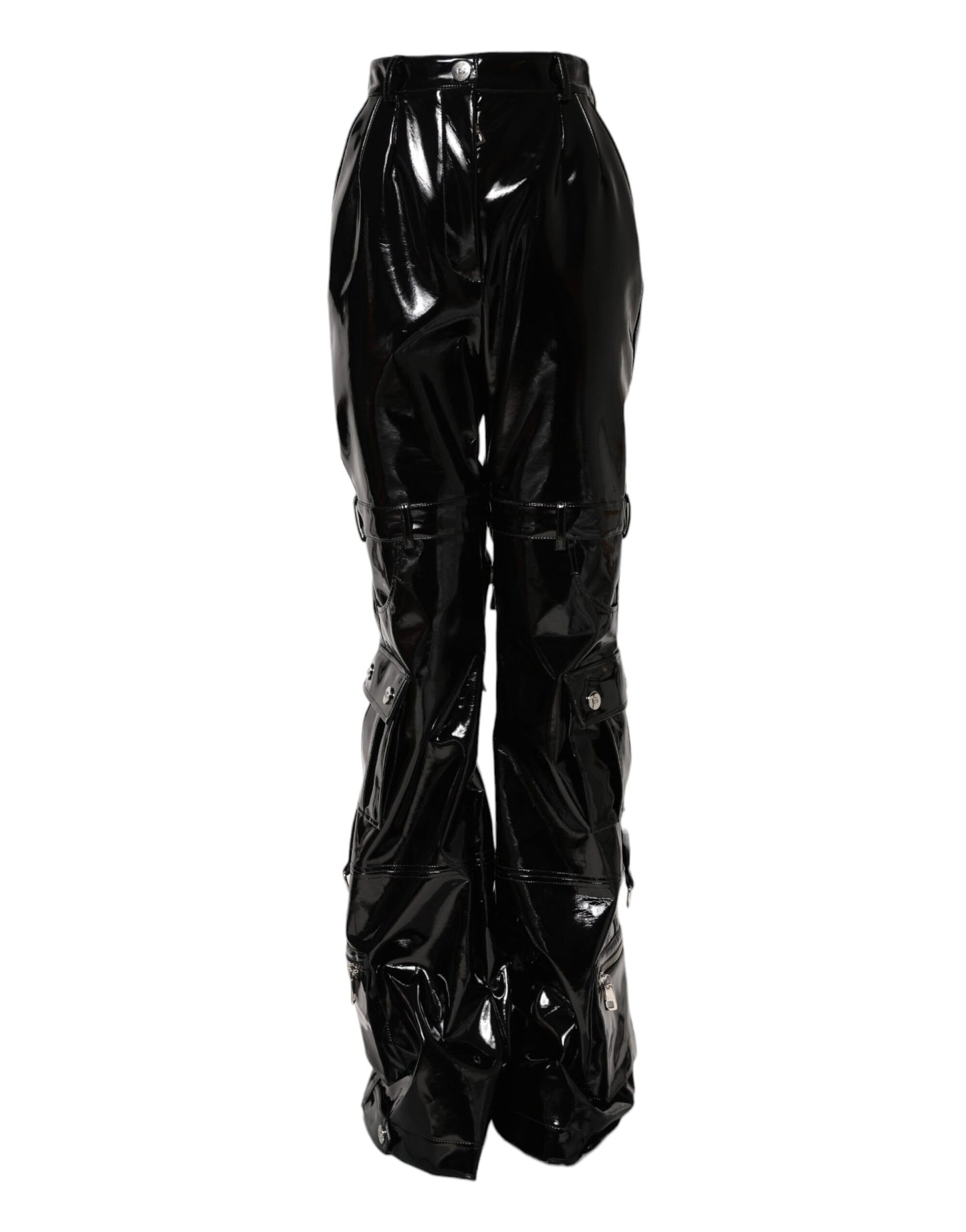 Black High Waist Cargo Bootcut Pants