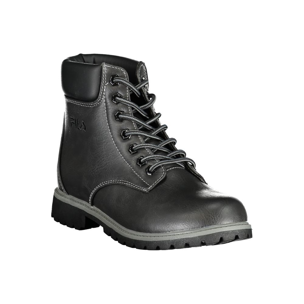 Black Polyurethane Women Ankle Boot