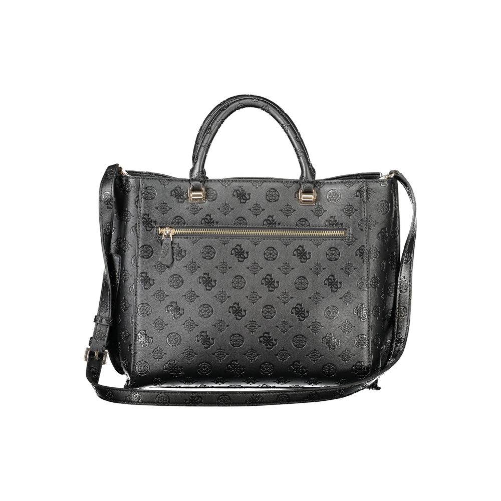 Black Polyurethane Women Handbag