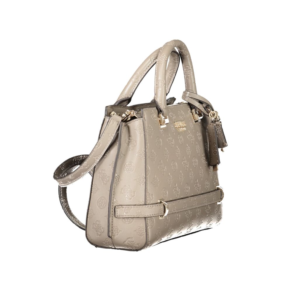 Beige Polyurethane Women Handbag