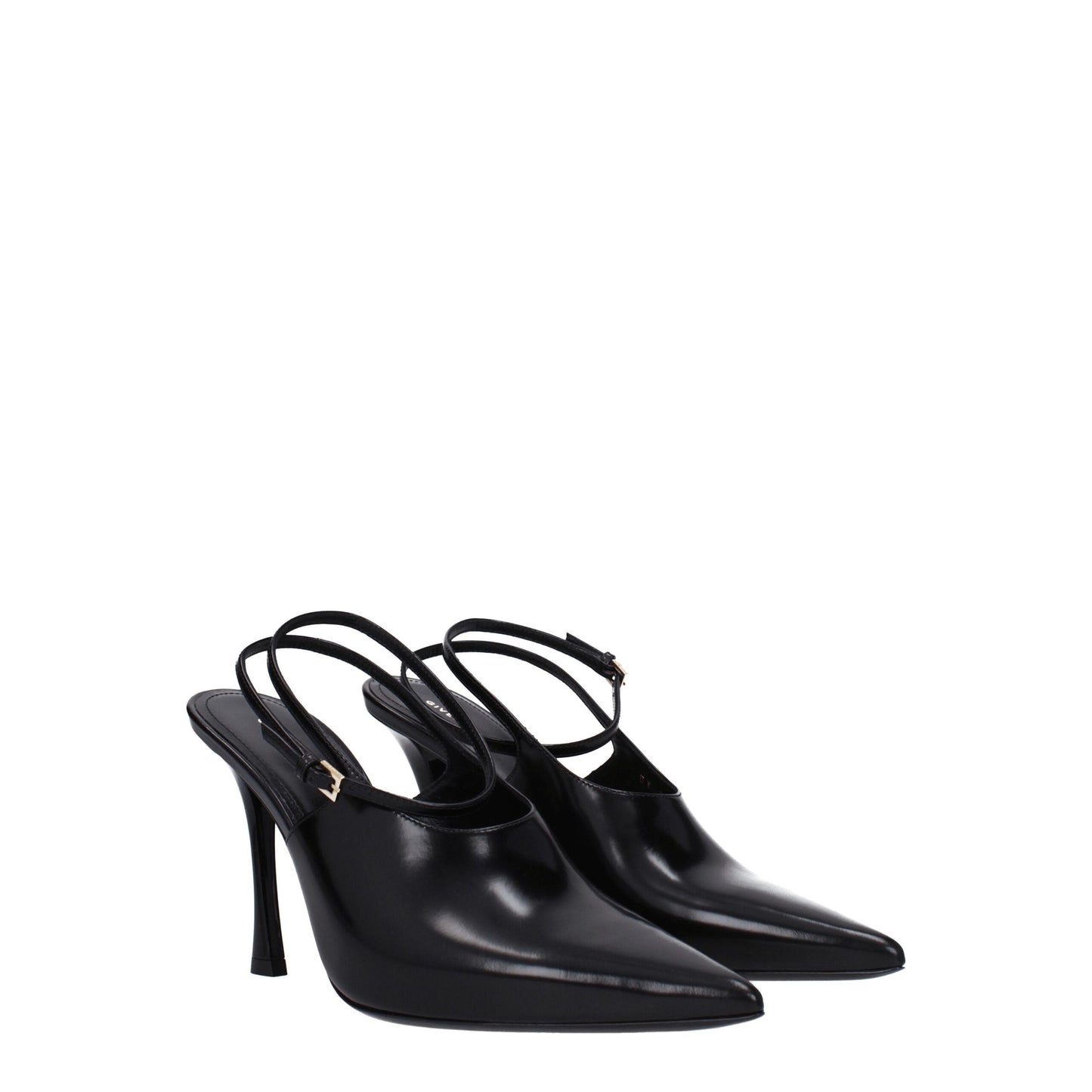Black Leather High Heel Pumps