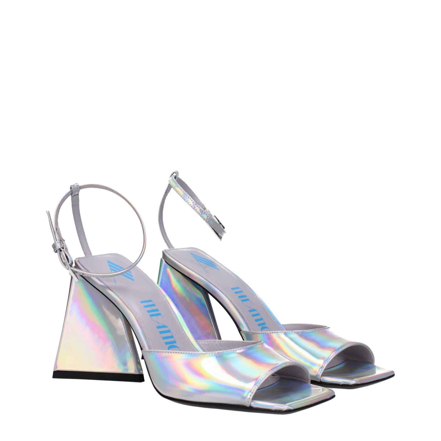 Gray Leather Platform Sandals
