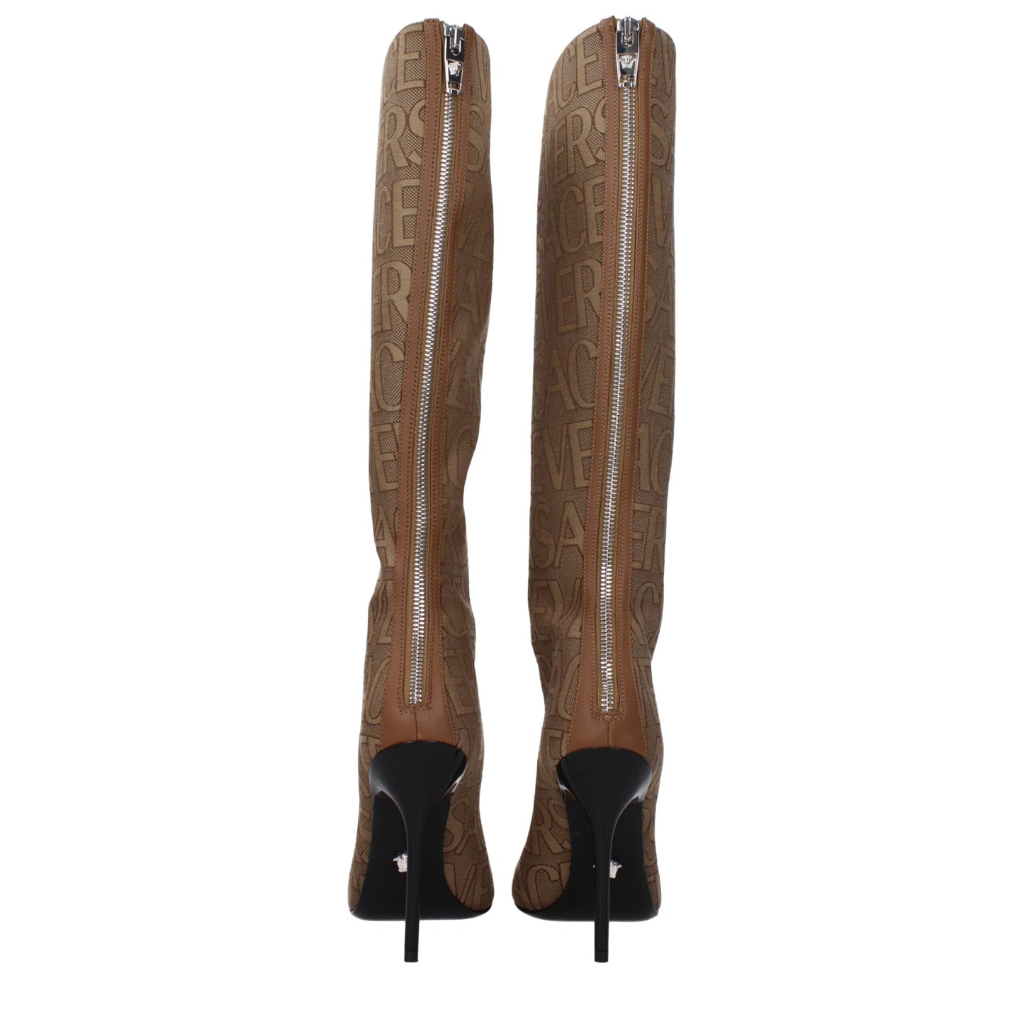 Beige Fabric Boots