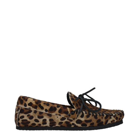 Brown Horsehair Slip-On Loafers