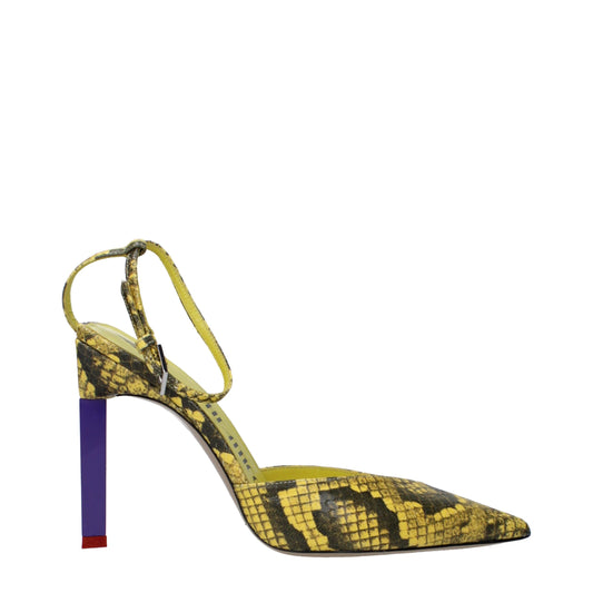 Yellow Leather High Heel Pumps