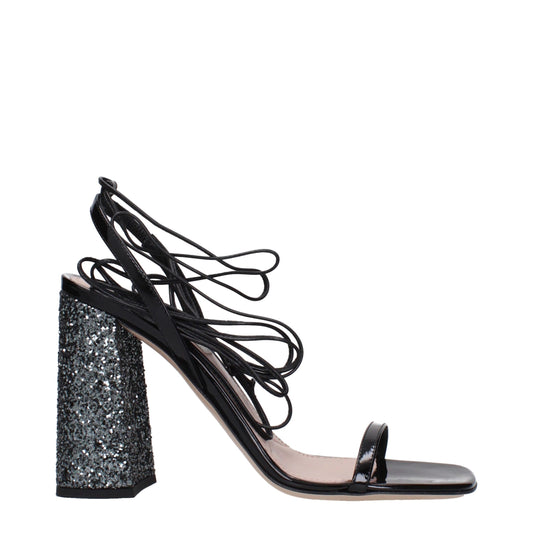 Black Leather Platform Sandals