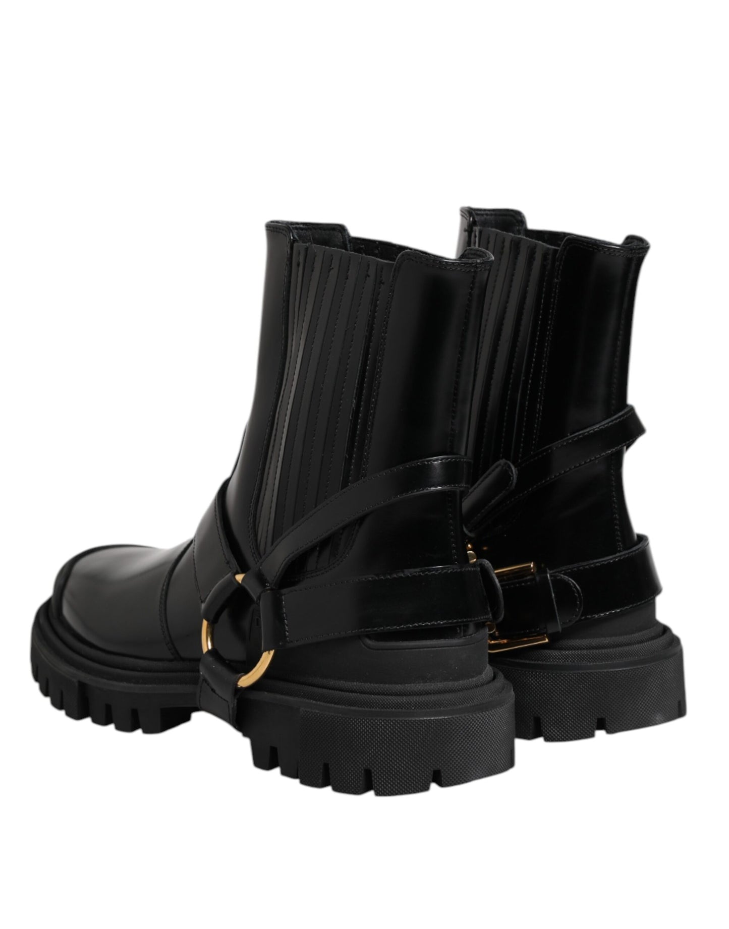 Black Leather Chelsea women Short Boots Shoes
