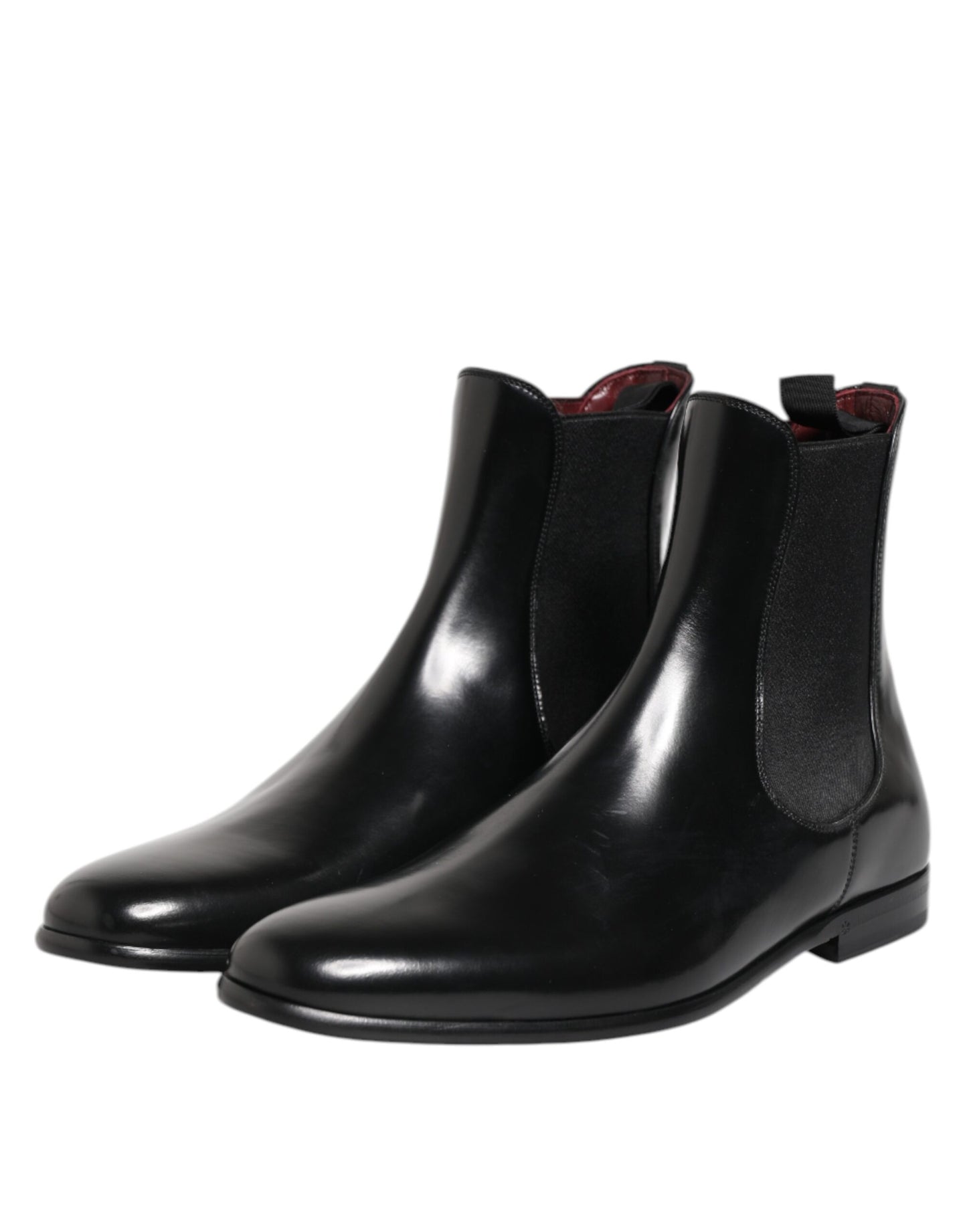 Black Chelsea Slip On Mid Calf Boots Shoes