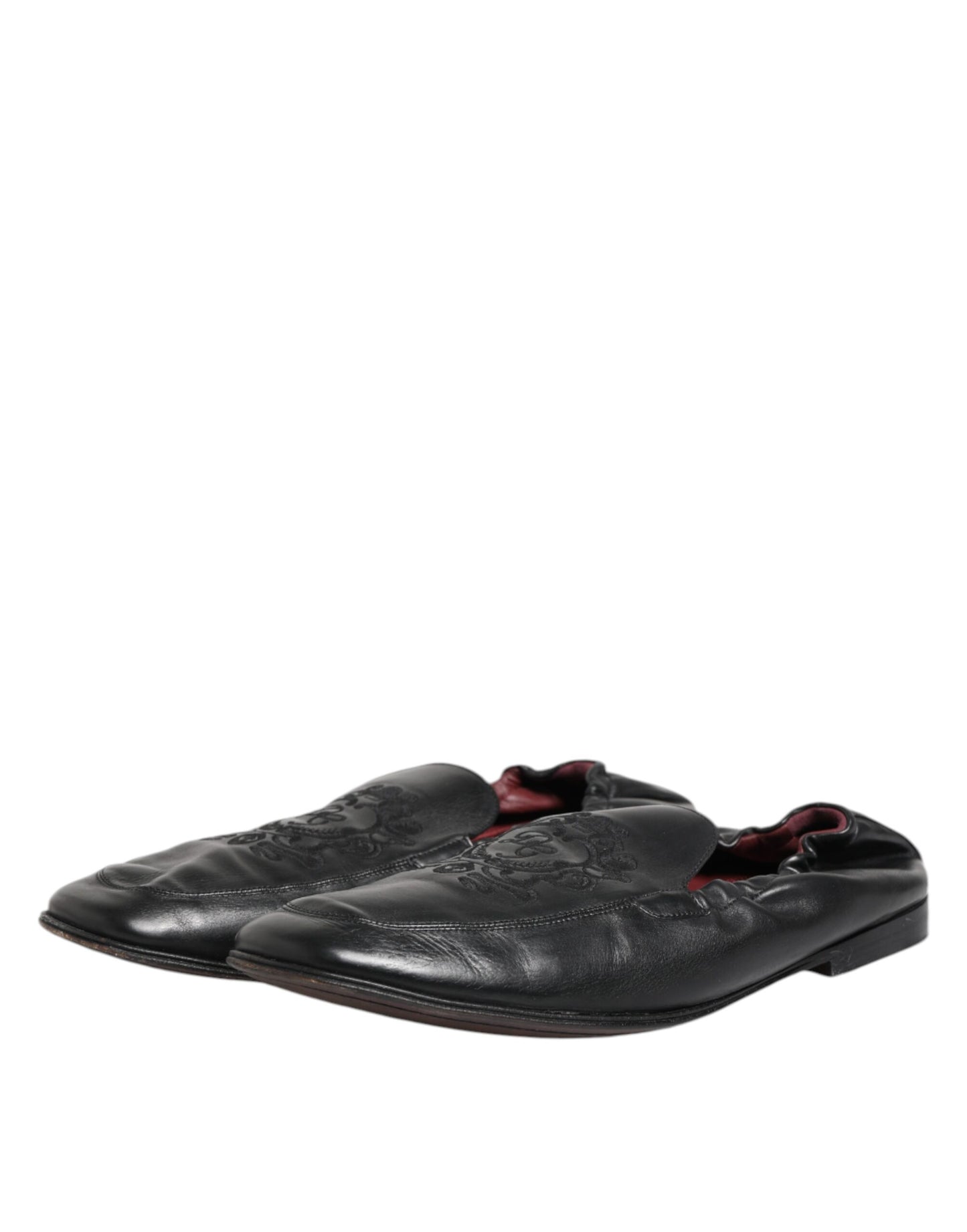 Black Leather Slip On Men Flat Loafers Shoes