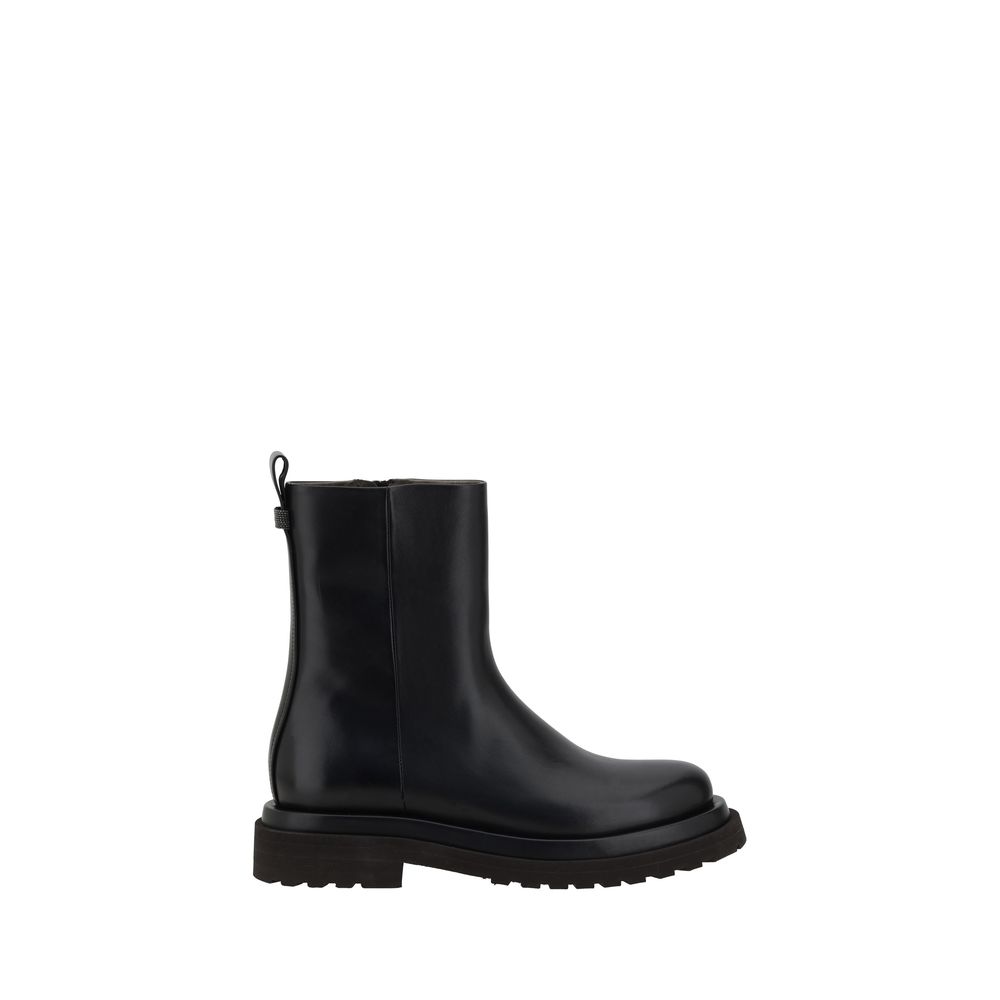 Black Calf Leather Bos Taurus Ankle Boots