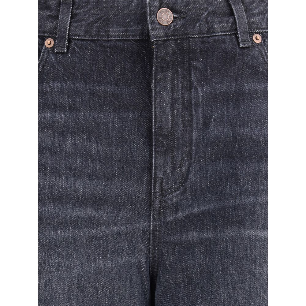 Black Cotton Flared Jeans