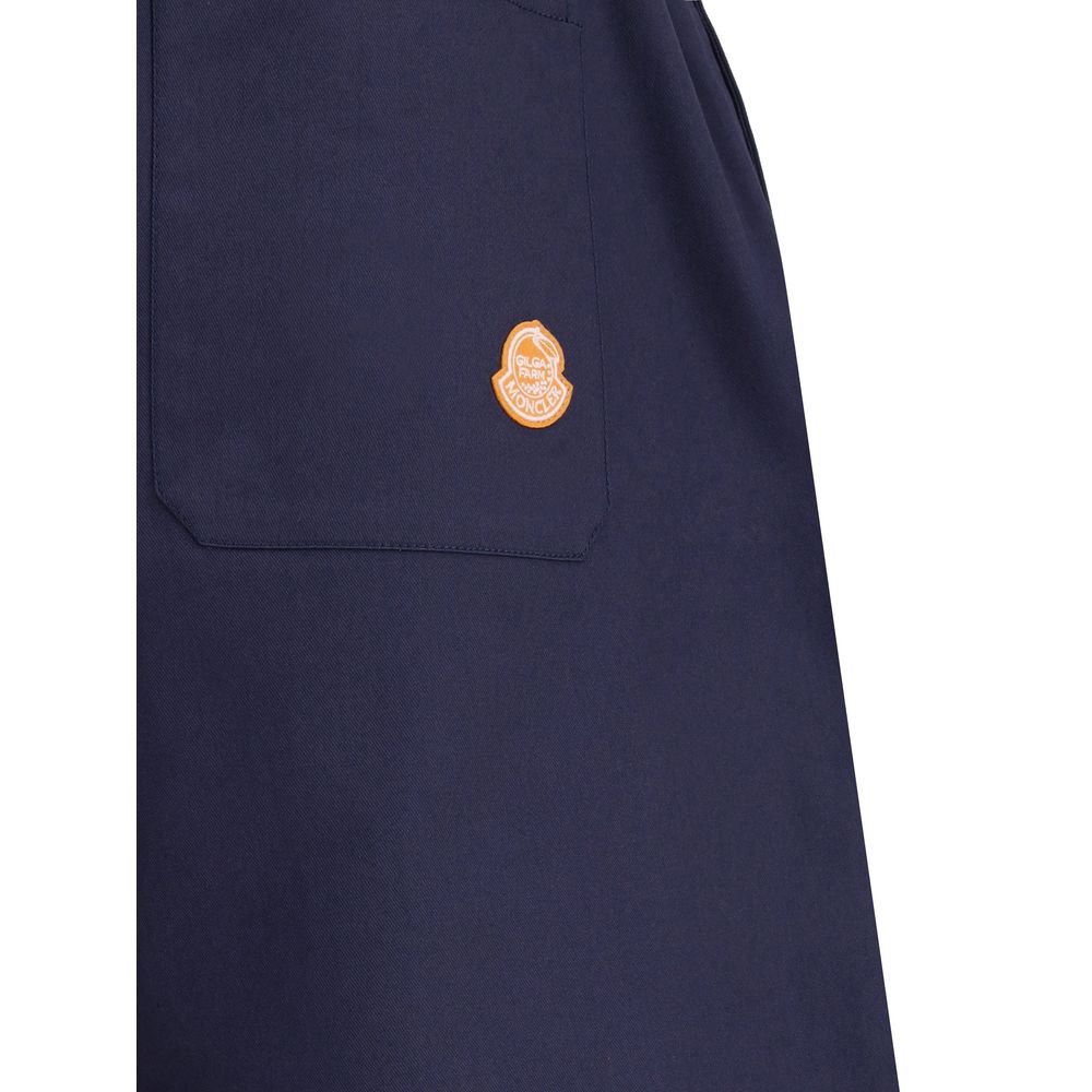 Blue Cotton Casual Pants