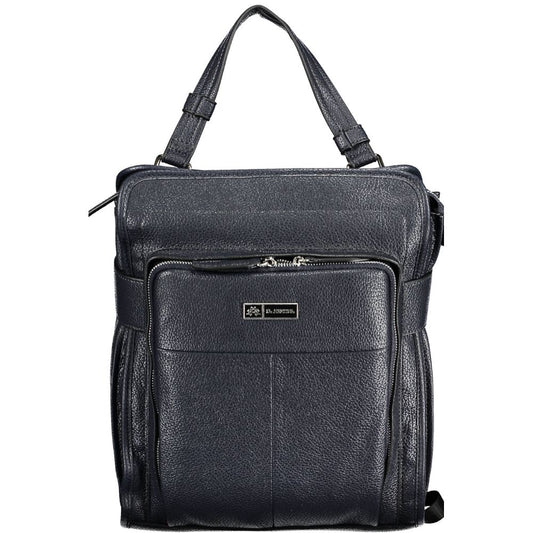 Blue Polyurethane Women Backpack