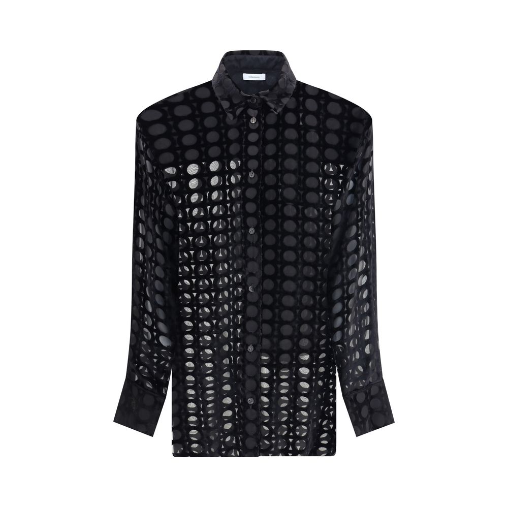 Black Silk Pattern Shirt