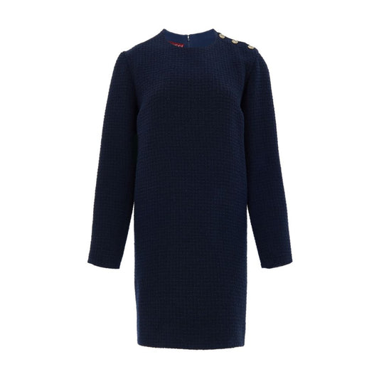 Navy Blue Wool Short Dress