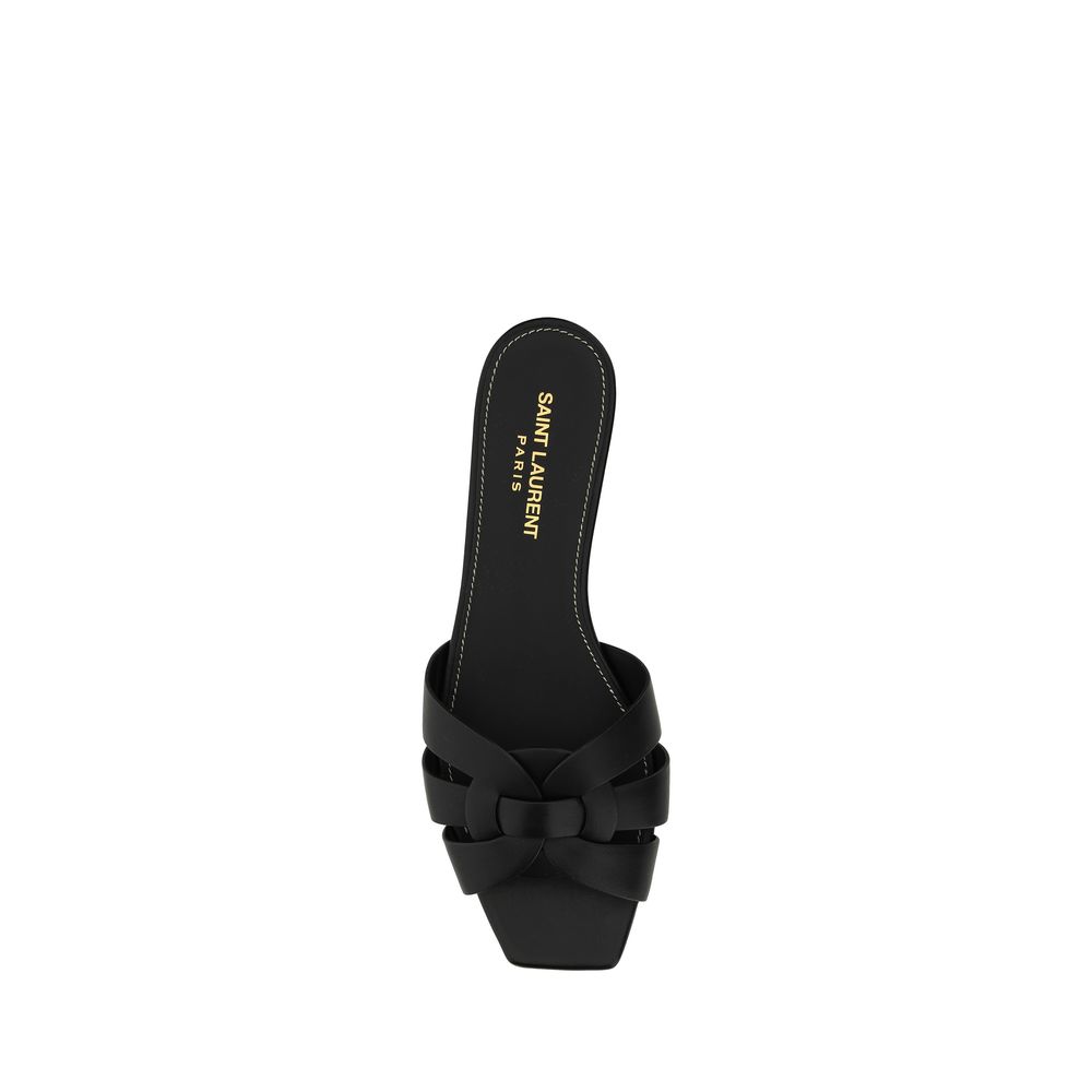 Black Calf Leather Bos Taurus Flat Sandals