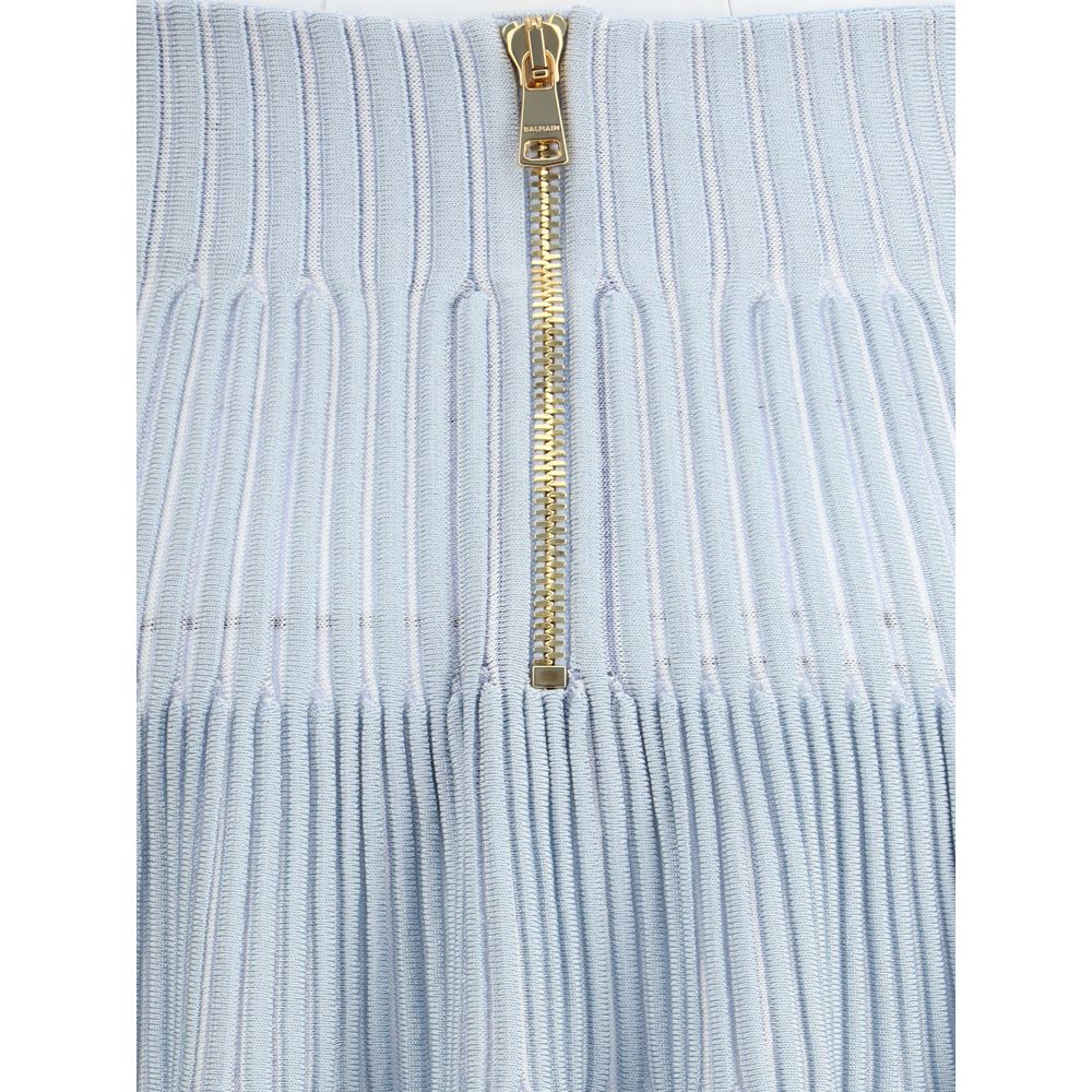 Blue Viscose Mini Skirt