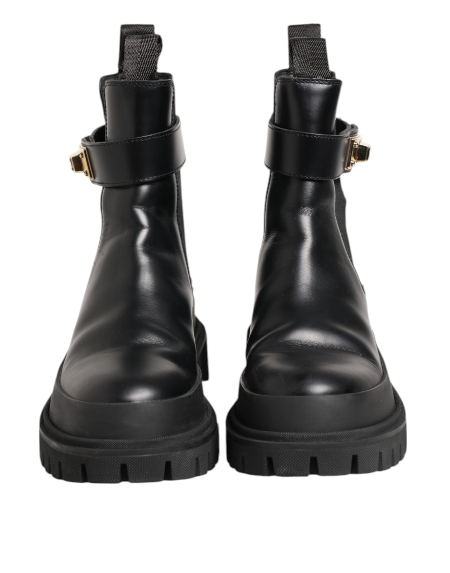 Black Calfskin DG Logo Strap Ankle Boots Shoes