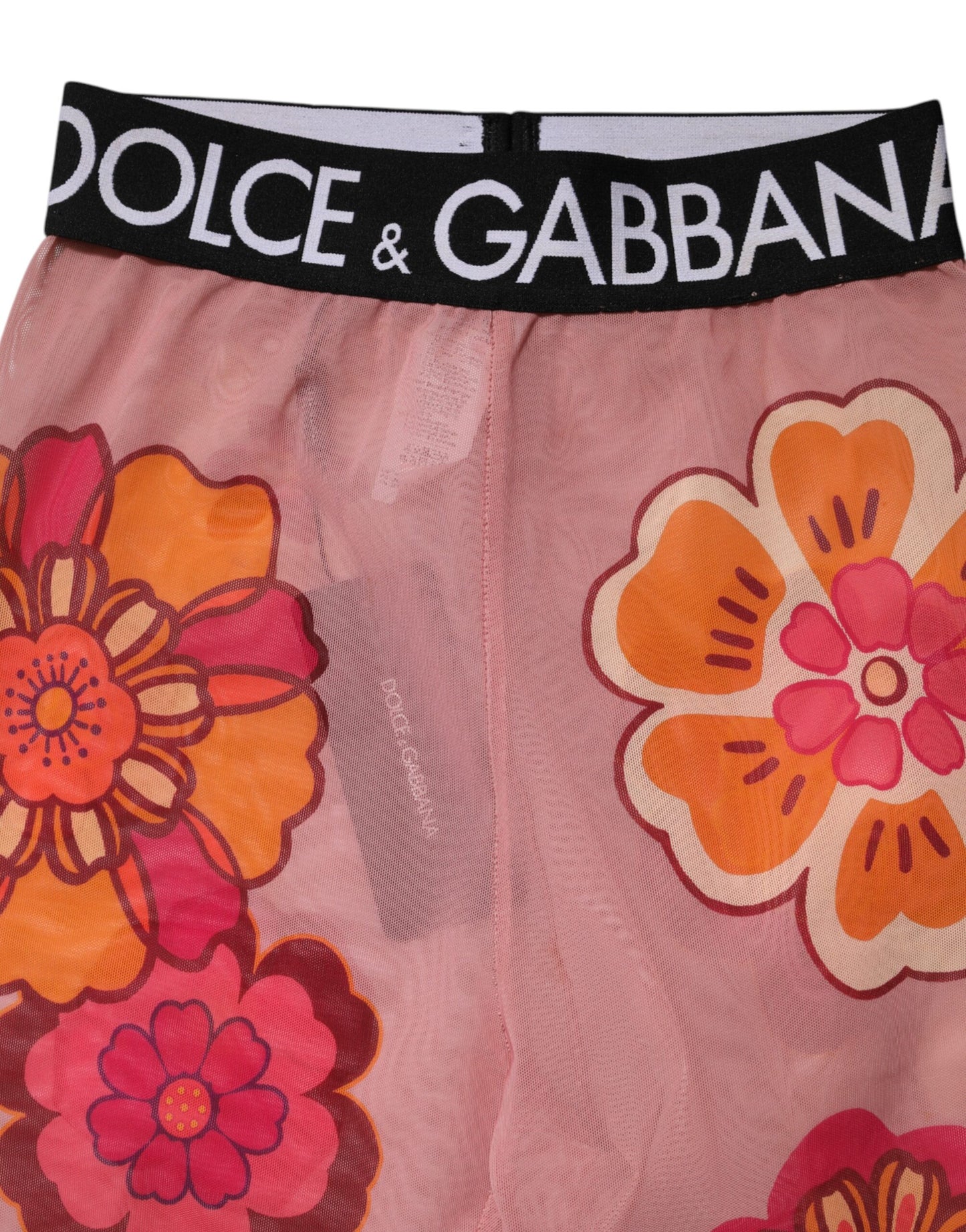 Pink Floral Leggings Stretch Waist Pants