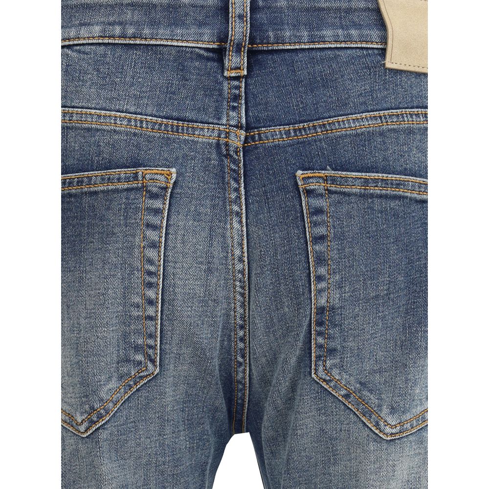 Blue Cotton Slim Fit Jeans