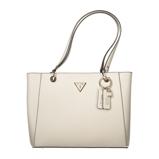 Beige Polyurethane Women's Shoulder Bag