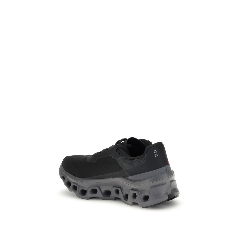 Black Polyester Athletic Sneakers