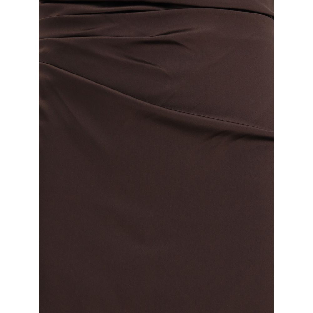 Brown Silk Cocktail Dress