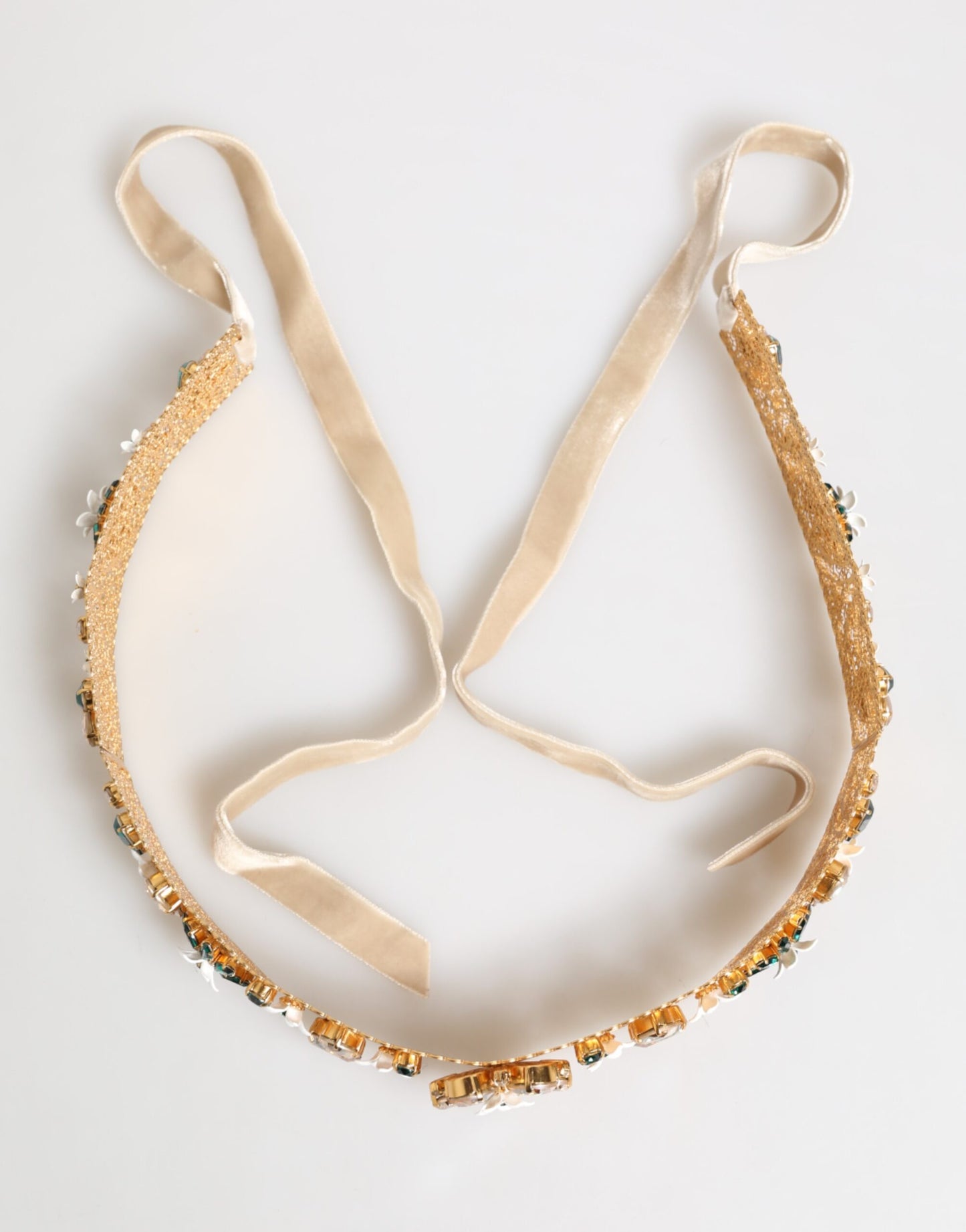 Gold Brass White Lilies Crystal Jewel Waist Women Belt