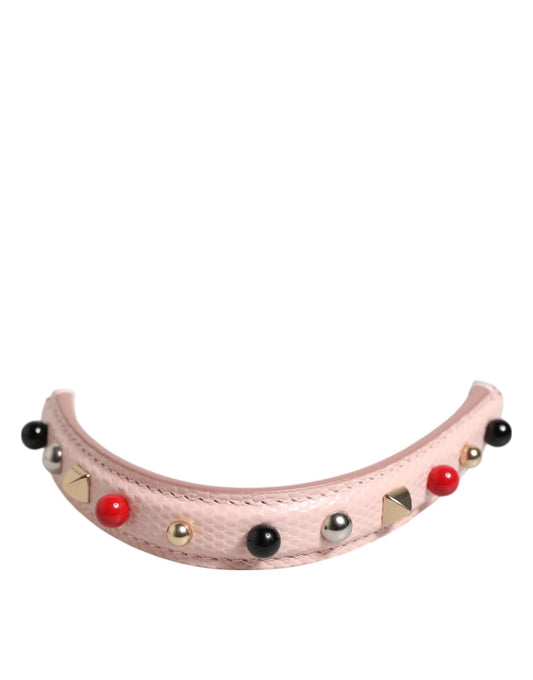 Light Pink Embellished Leather Bag Handle  Shoulder Strap