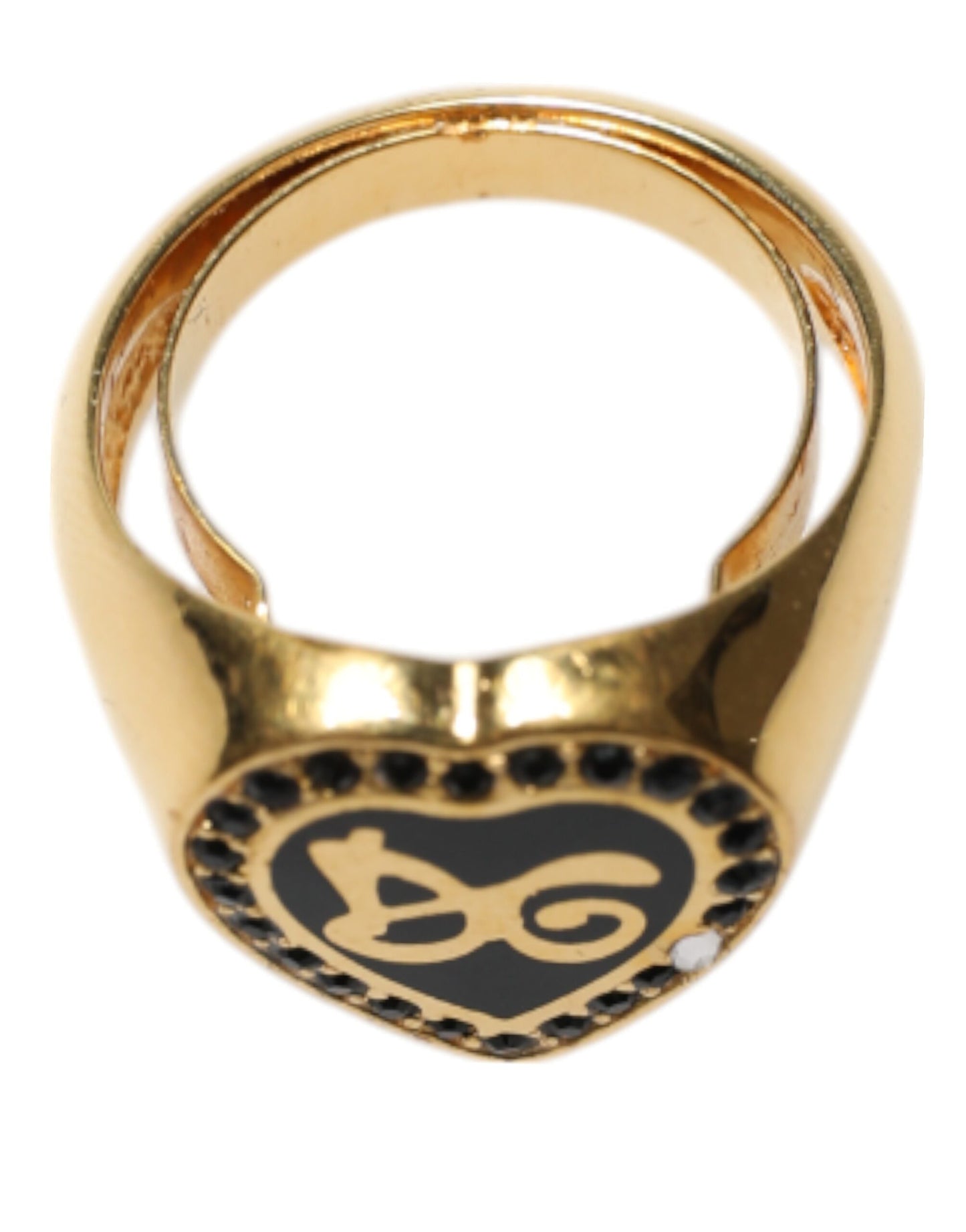 Gold Brass Crystal DG Logo Heart Women Ring